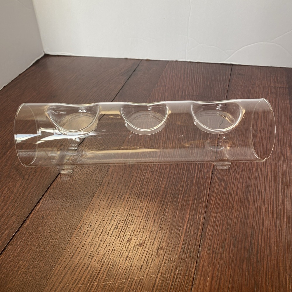 Hudson Like Clear‎ Glass Tea Light Holder  Holds 3 Tea Lights 2.5"T 9.5"L